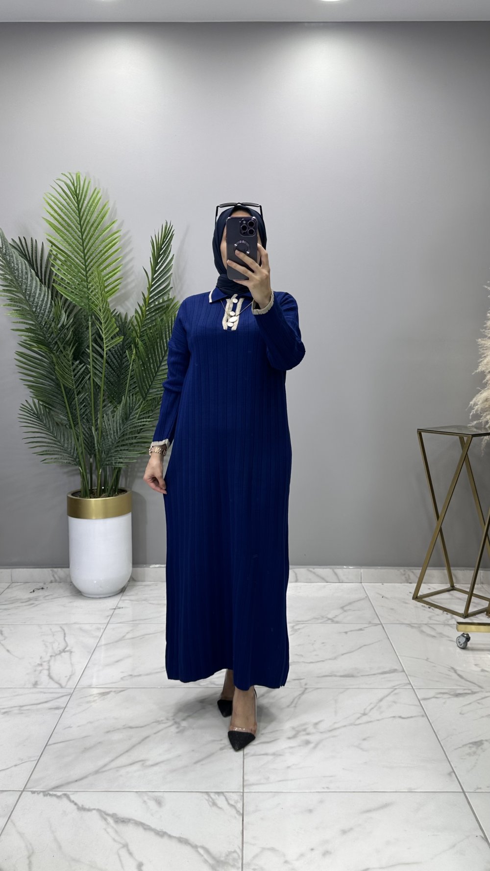 Başak Triko Elbise Lacivert — Lacivert