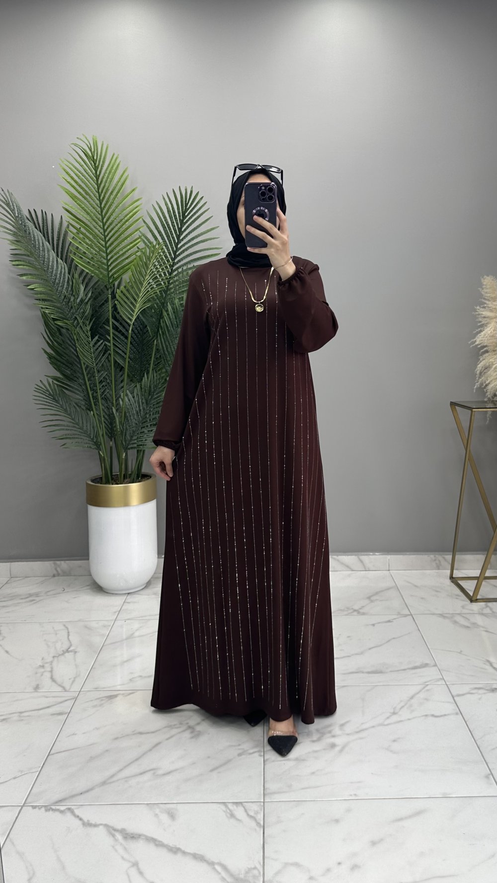 Sezen Abiye Elbise Kahve — Kahverengi
