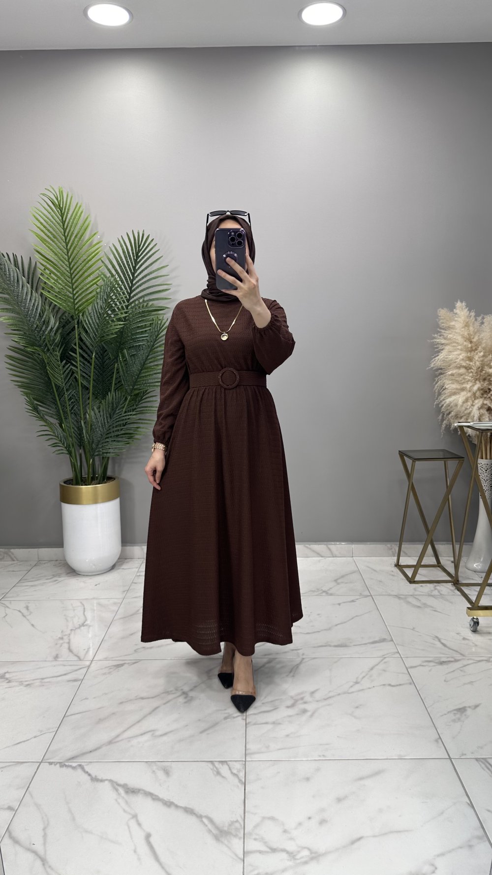 Narin Elbise Siyah — Kahverengi