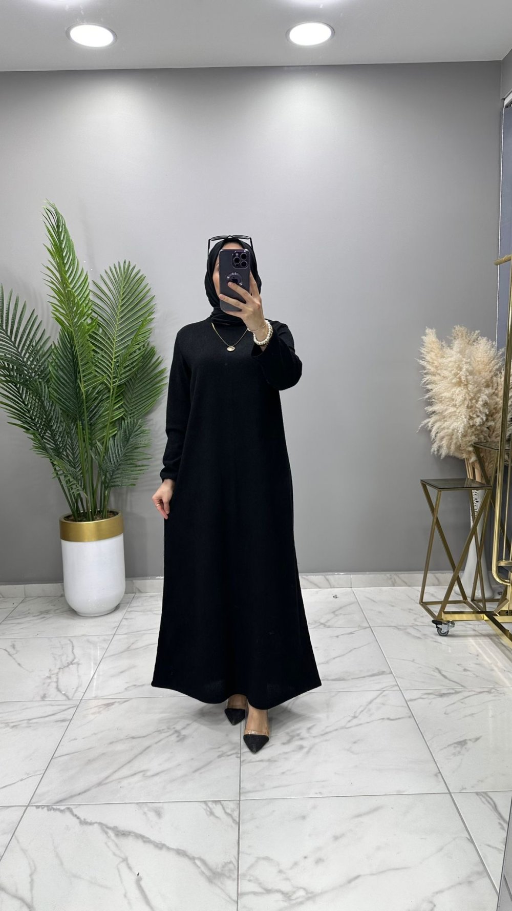Liva Triko Yün Elbise Siyah — Siyah