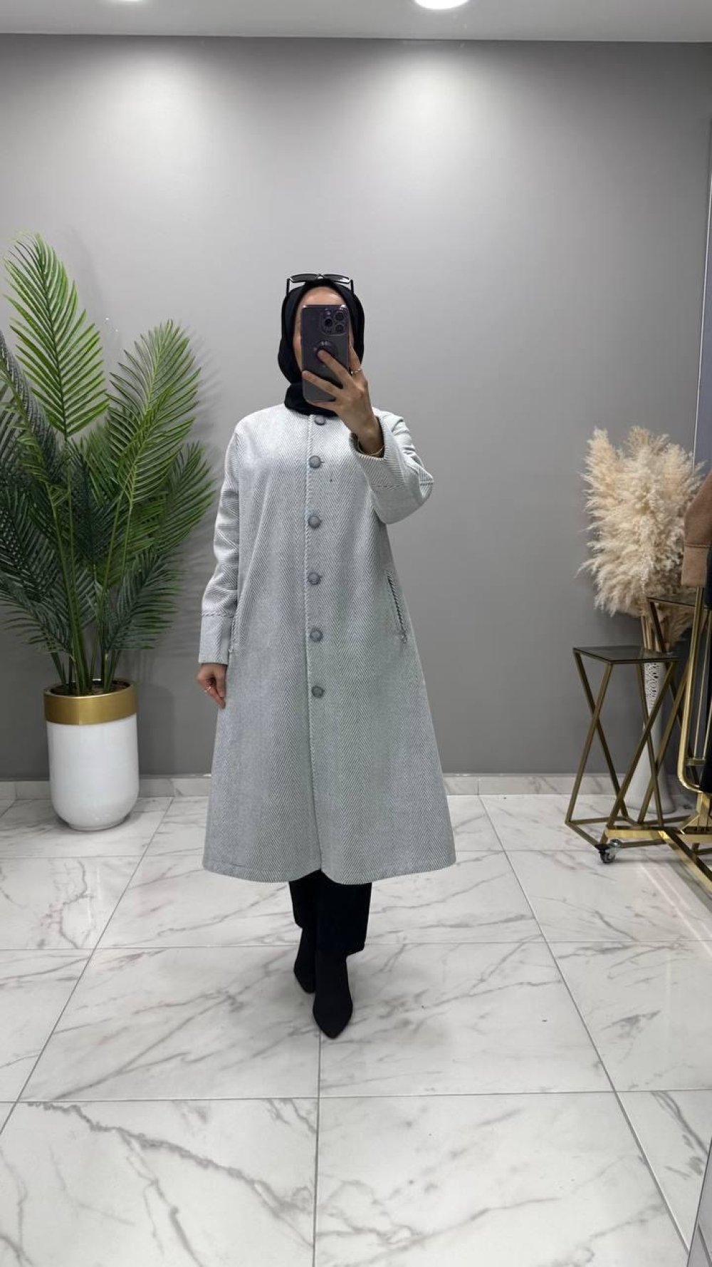 Yün Kaşe Kaban Gri — Gri