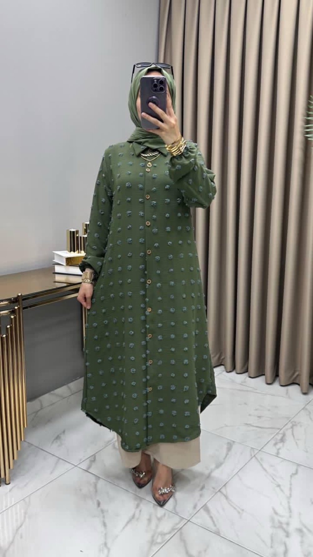 Boncuk Tunik Haki — Haki