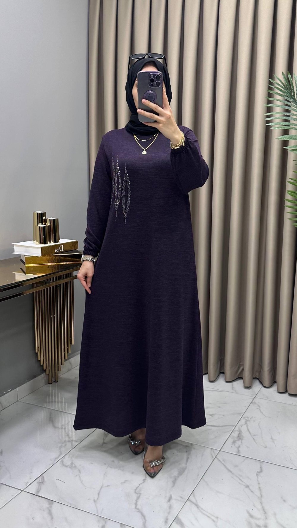 Çağla Triko Elbise Mürdüm — Mürdüm