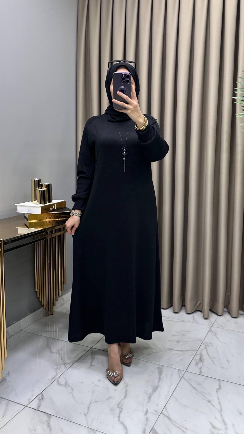 Buğlem Elbise Kolye Hediyeli Siyah — Siyah