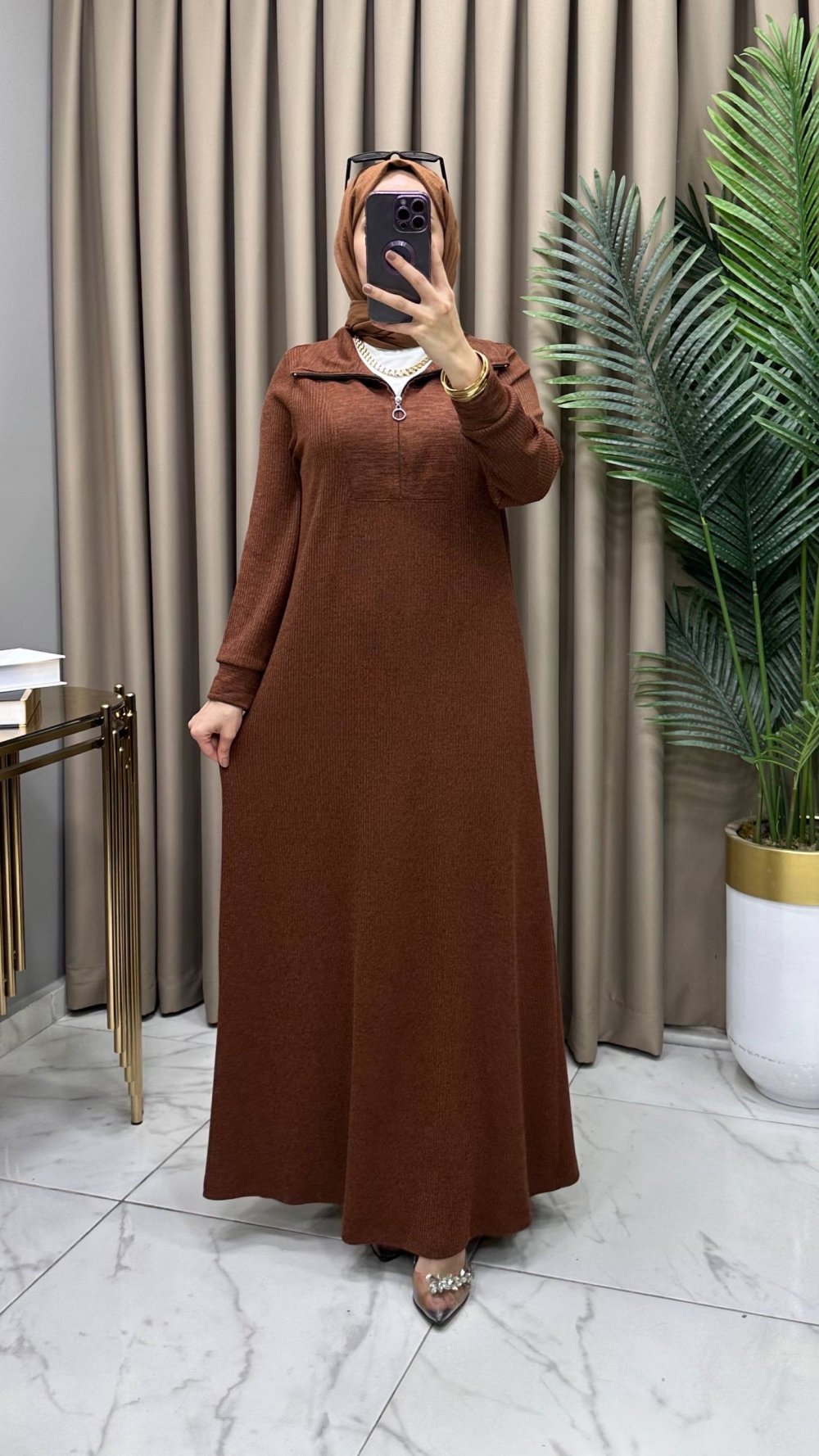Tülin Elbise Kahve — Kahverengi