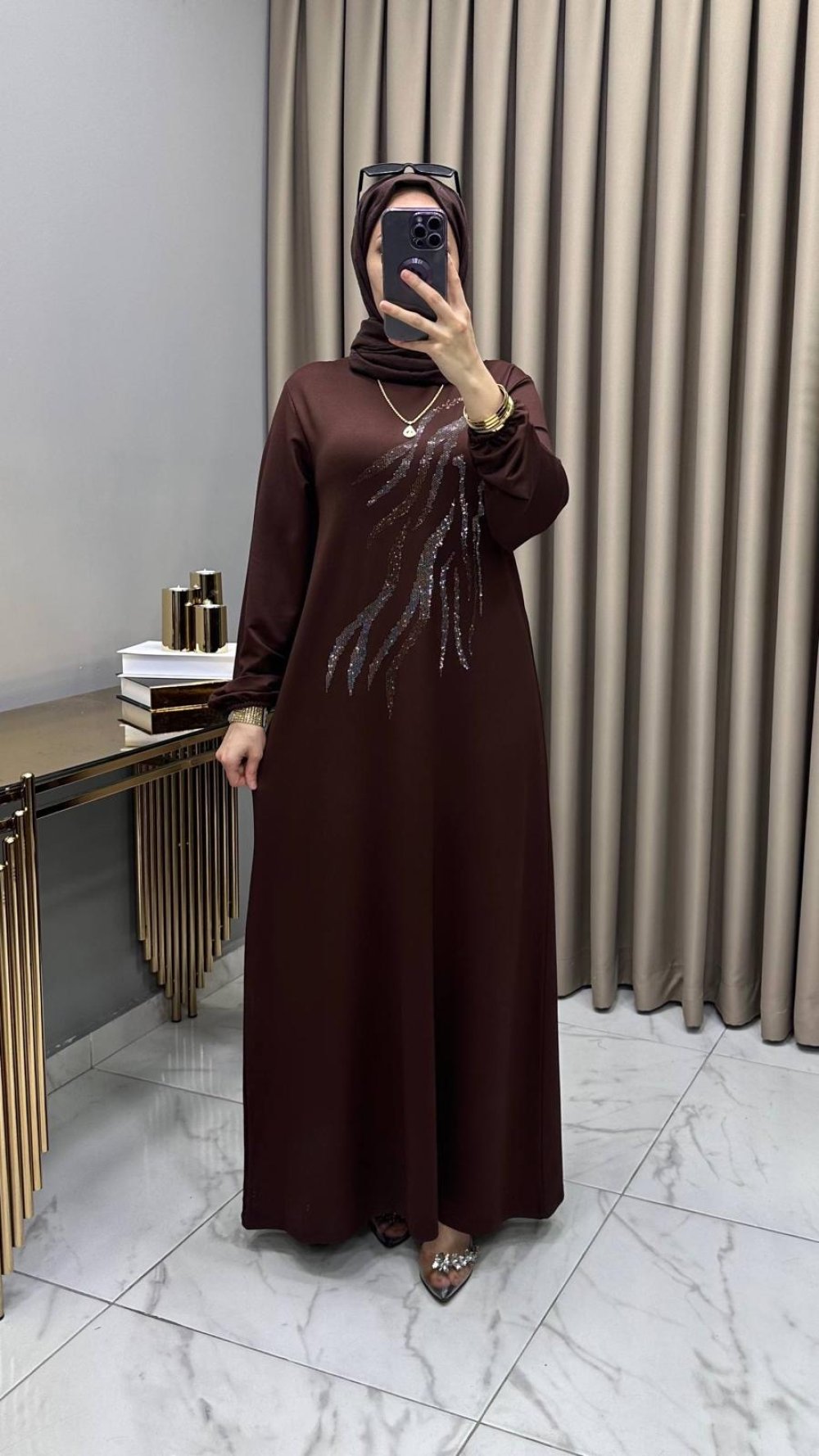 Damla Abiye Elbise Kahve — Kahverengi