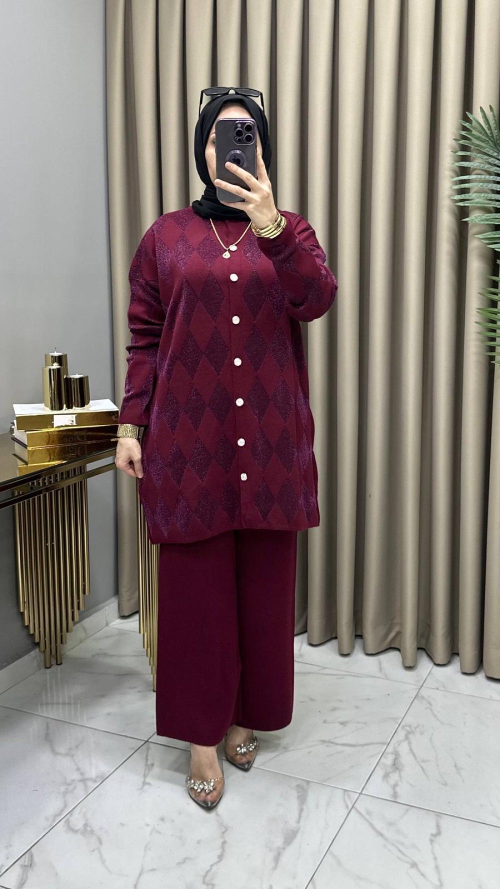 Evin Hırkalı Takım Bordo — Bordo