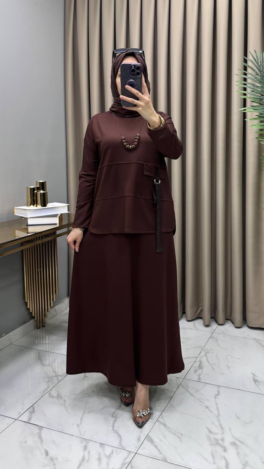 Belis Etekli Takım Kahve — Kahverengi