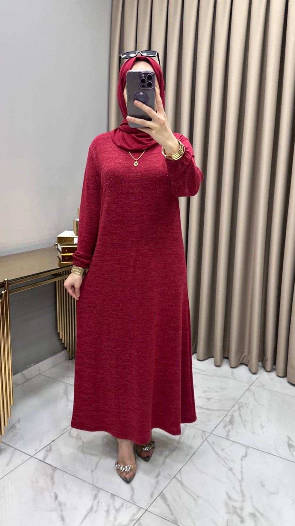 Şebnem Elbise Bordo — Bordo