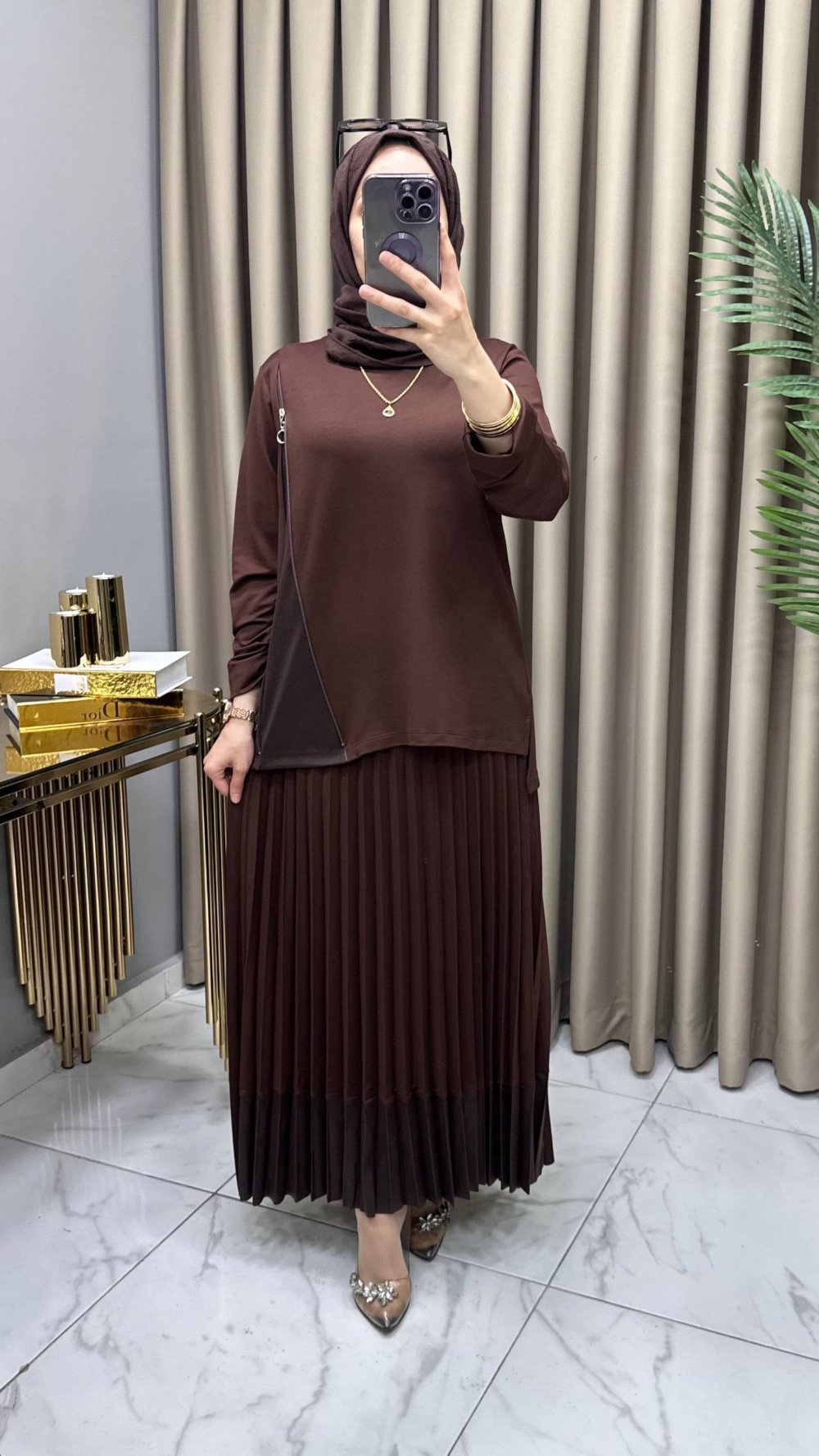 Hale Etekli Takım Kahve Renk — Kahverengi