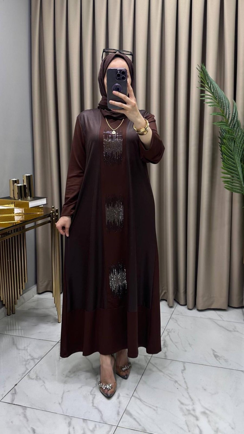 Zuhal Elbise Kahve — Kahverengi