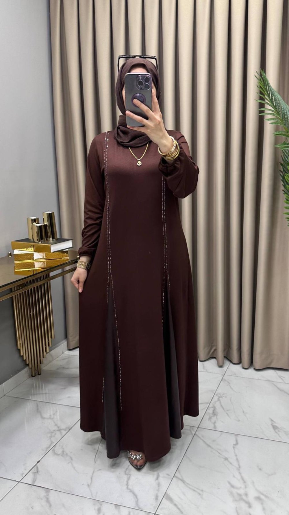 Nur Elbise Kahve — Kahverengi