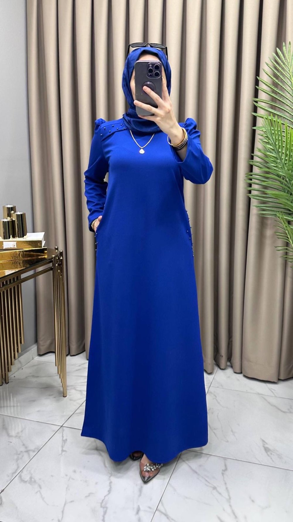 Seden Cepli Elbise Saks — Saks Mavisi
