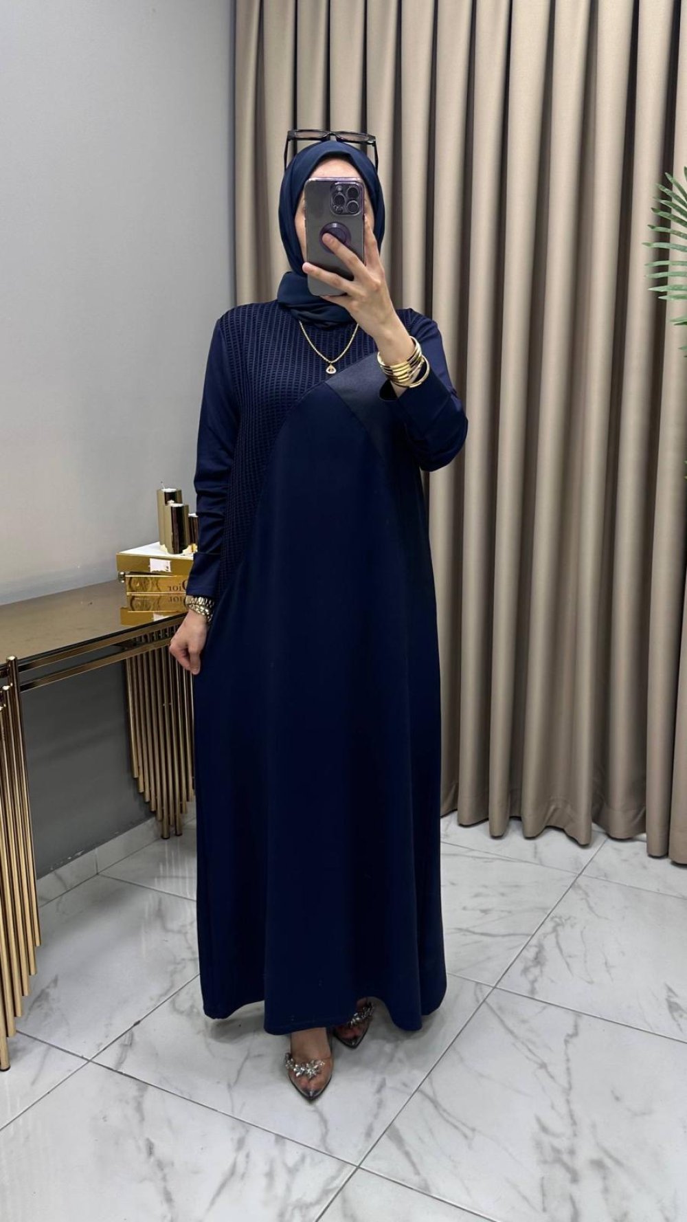 İkra Elbise Kahve — Lacivert