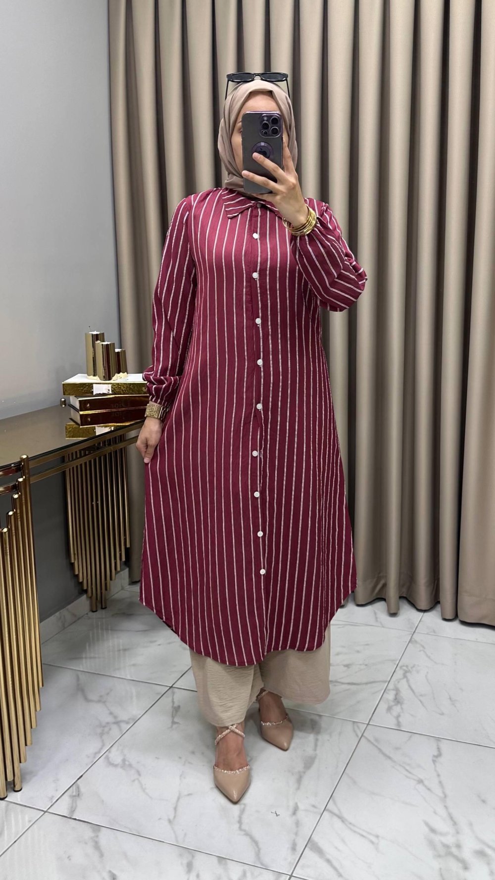 Çizgili Tunik Fuşya — Fuşya