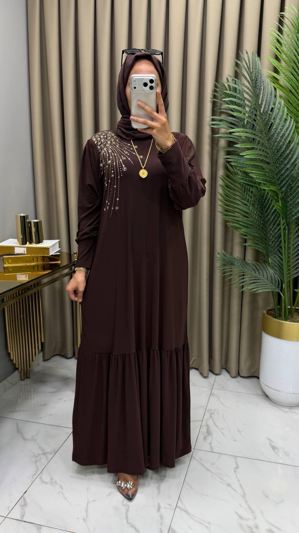 Yıldız Abiye Elbise Kahve — Kahverengi